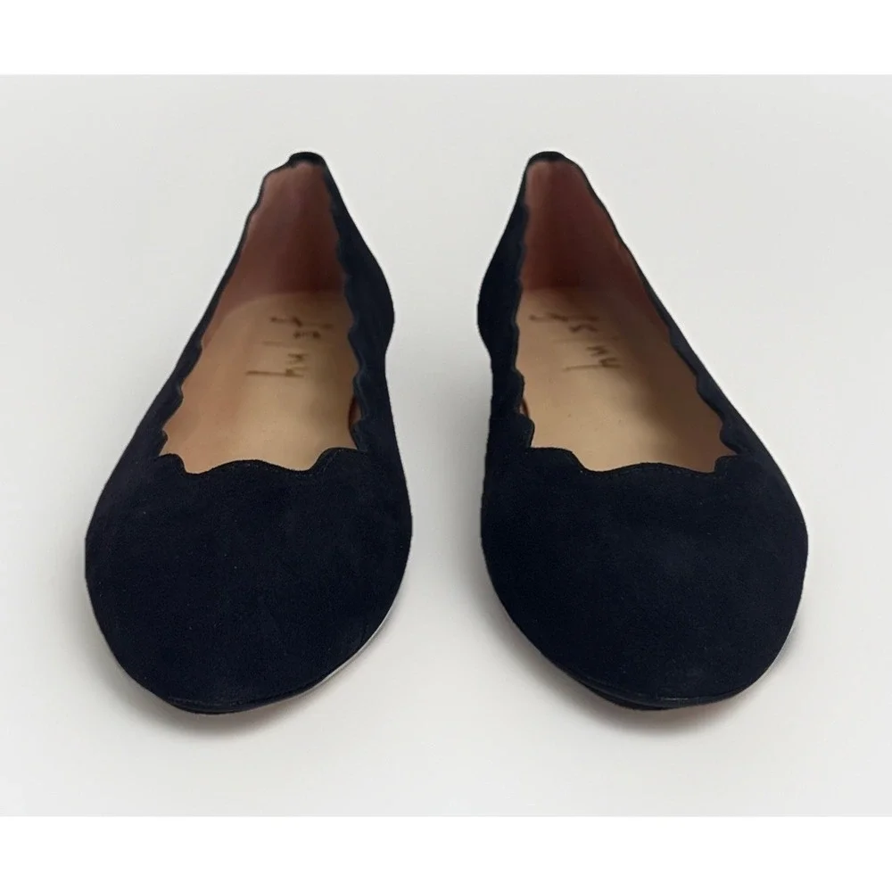 French Sole NY Jigsaw Ballet Flats Navy Blue Suede Women's Size 5.5M